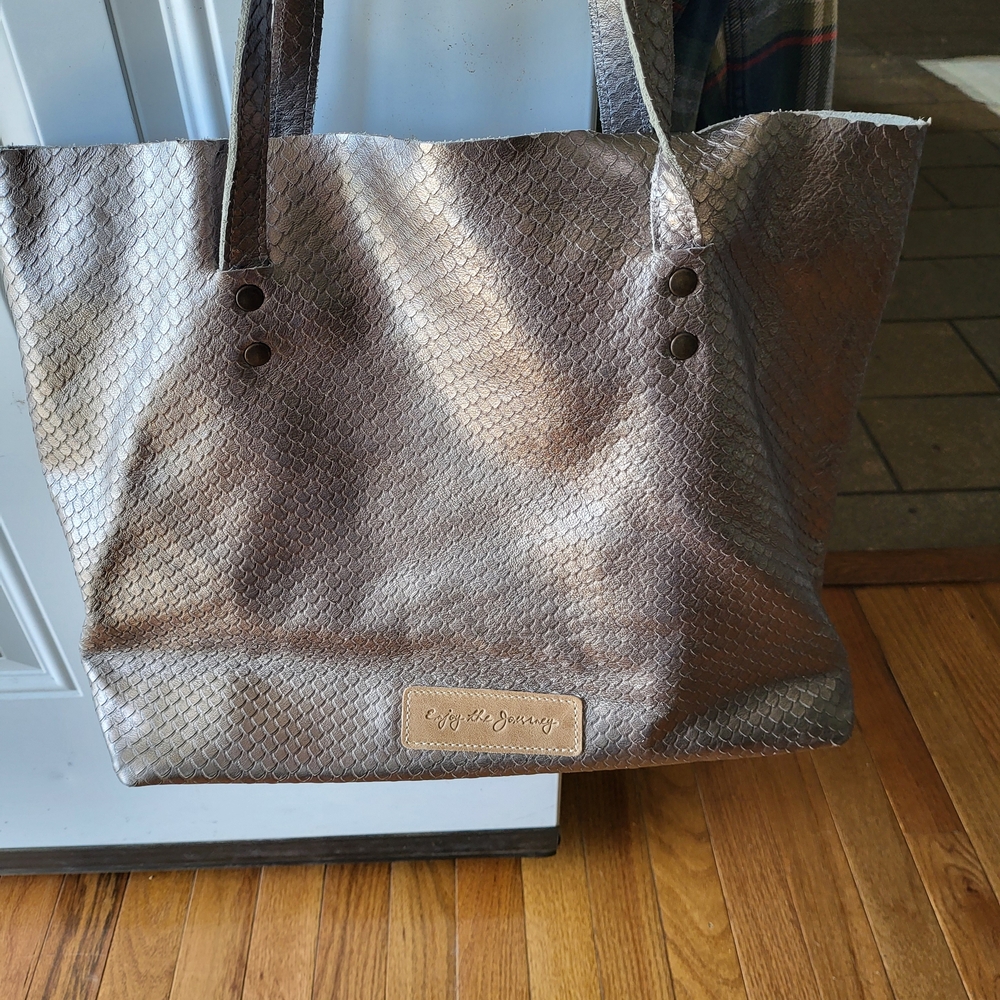 Joy Susan Metallic Snakeskin- Style Texture Tote Bag